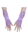 Gants de Mariage Dentelle Femme Gant Mariée en Satin Élégant Longue Mitaines Doigt Crochet Gothique Gloves à Paillette de Dan