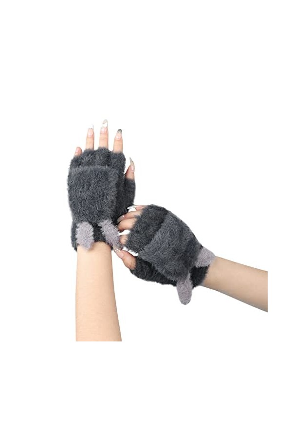 IBLUELOVER Gants Tricoté Femme Fille Hiver Chauds Gants Demi-Doigts Moufles Convertibles en Mitaines Gants à Écran Tactile Do