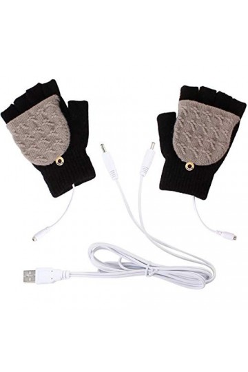 Yinuoday unisexe usb gants chauffants mitaines pour hommes ou femmes hiver haft & plein doigts sans doigts à tricoter gants c