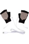 Yinuoday unisexe usb gants chauffants mitaines pour hommes ou femmes hiver haft & plein doigts sans doigts à tricoter gants c