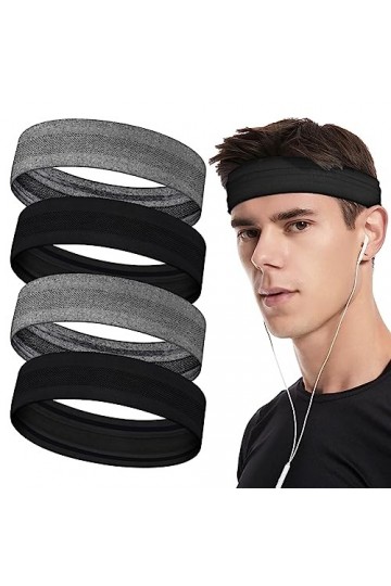 LOPHE Bandeaux de Sport, 4PCS Elastique Bande de Cheveux Large Headband Bandeau de Sport Yoga Course, Bandeau Cheveux Femmes 