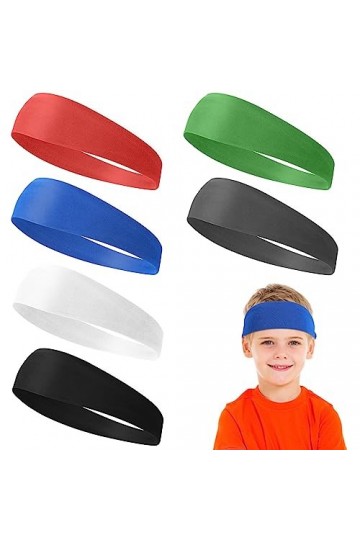 WLLHYF Enfants Sports Bandeaux 6 Pcs Garçons Bandeau Élastique Bandeau Doux Athlétique Bandeaux Antidérapant Respirant Bandea