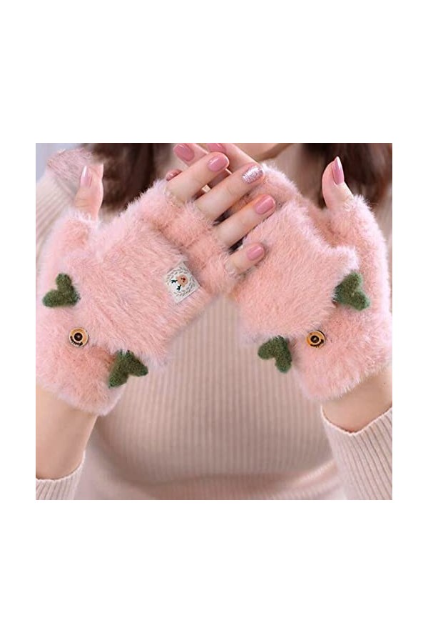 KhG406 Gants dhiver pour femme Rose Taille unique, rose, Taille Unique