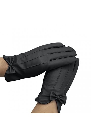Automne et Wnter Fashion Gants en simili cuir pour femme Épais Écran Équitation Coupe-vent Chaud Gants Zju70, Noir , taille u