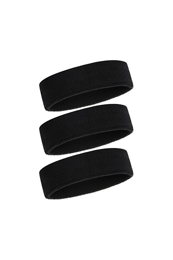 Bandeau Anti-Transpiration pour Hommes et Femmes - Bandeaux de Sport 3PCS évacuant lhumidité Bandeau en Coton éponge athléti