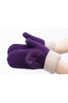 MAPPE Femmes Gants dhiver Gants en Laine Tricotés Chaud pour Filles Véritable Lapin&nbsp;&nbsp;&nbsp;Pompon Mitaines Gants sans Doigts, Vio