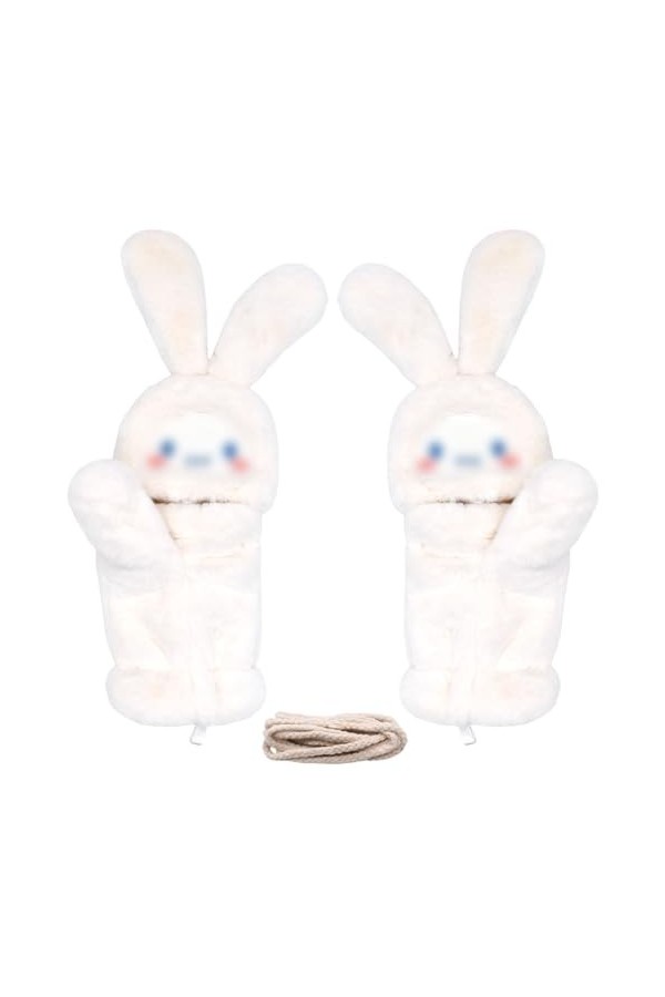 Tomicy Gants dhiver Demi Doigts pour Femmes, Moufle Hiver, Mitaines Chaudes en Peluche Chaude Cartoon Mignon Gloves Peluche 