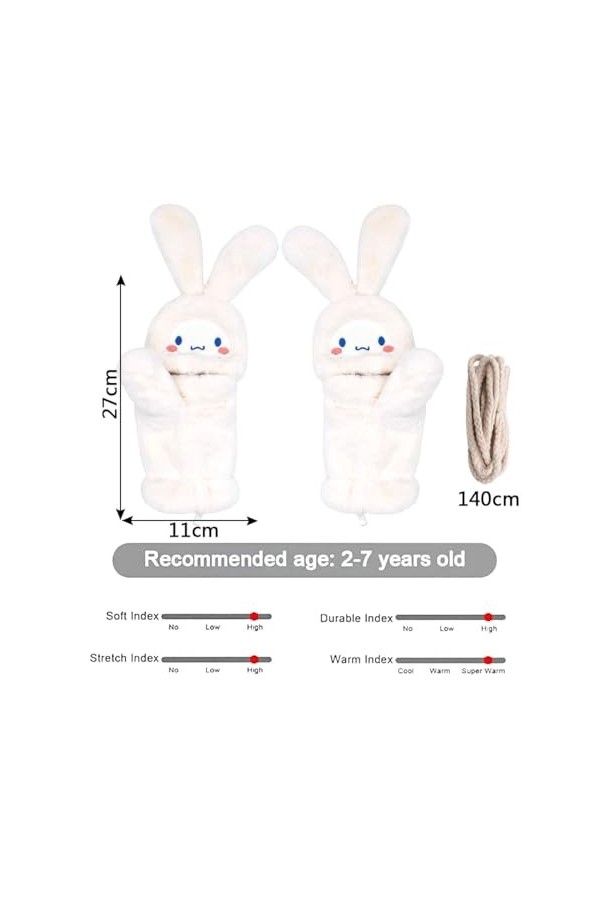 Tomicy Gants dhiver Demi Doigts pour Femmes, Moufle Hiver, Mitaines Chaudes en Peluche Chaude Cartoon Mignon Gloves Peluche 