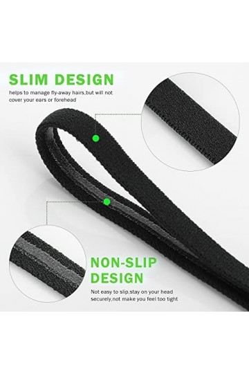 WLLHYF 6 pièces Bandeaux élastiques pour le sport Bandeaux antidérapants pour la course à pied Bandeaux pour la transpiration