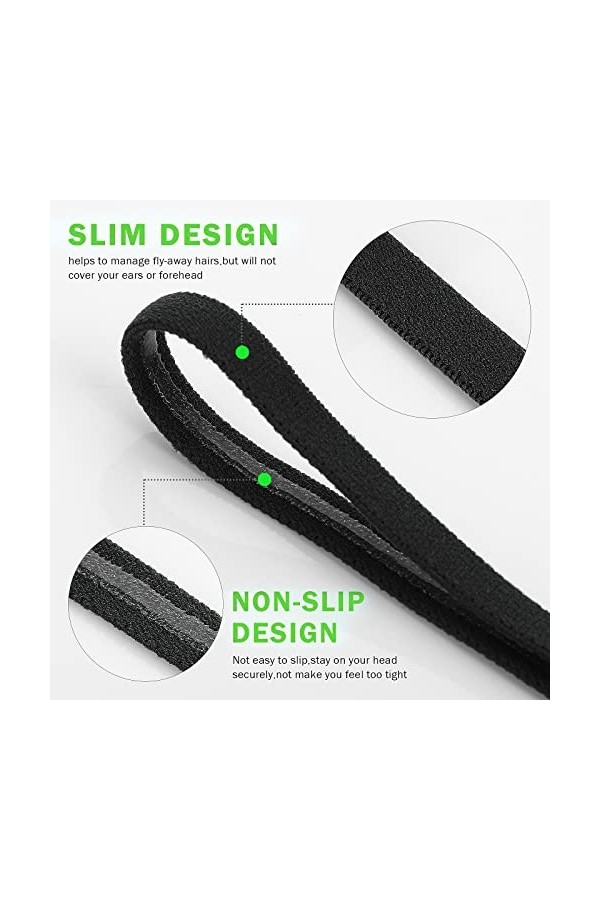WLLHYF 6 pièces Bandeaux élastiques pour le sport Bandeaux antidérapants pour la course à pied Bandeaux pour la transpiration