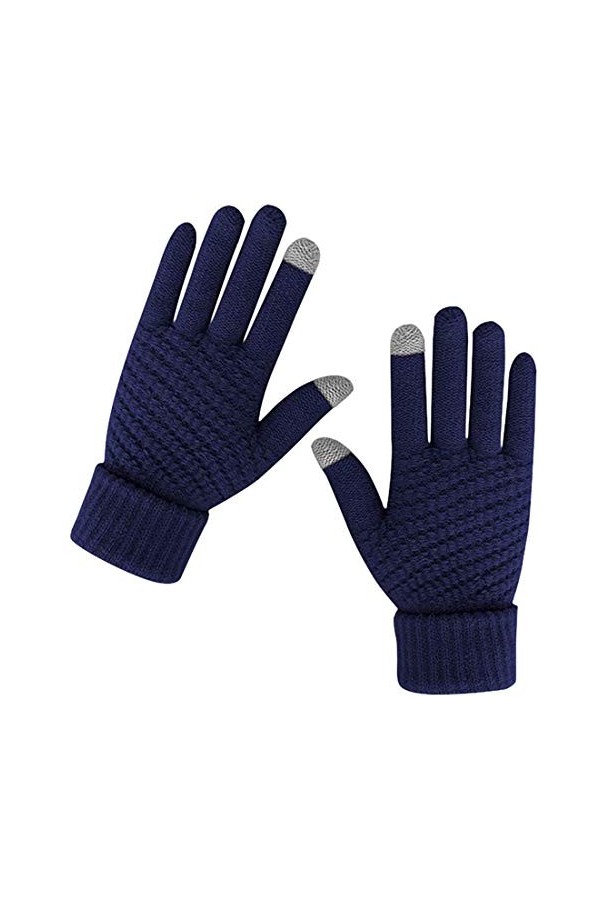 Gants dhiver chauds en tricot doux et élastique pour écran tactile pour femme - Rose - Taille unique