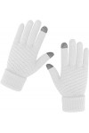 Gants dhiver chauds en tricot doux et élastique pour écran tactile pour femme - Rose - Taille unique
