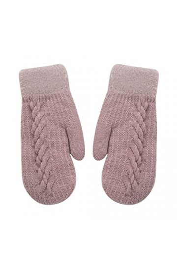Gants tricotés pour adultes pour écran tactile - Gants dhiver pour temps froid - Moufles épaisses en peluche thermique pour 