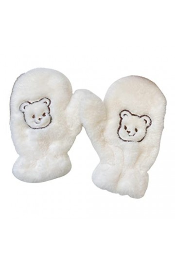 Moufles en peluche avec motif dours - Gants dhiver chauds et antidérapants - Pour sports de plein air, blanc, taille unique