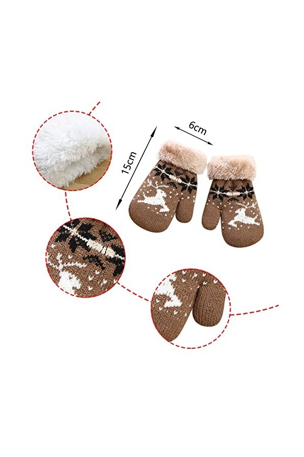 Moufles épaisses et polaire chaudes pour filles et garçons, moufles pour femmes, par temps froid, chauffées pour lhiver mar