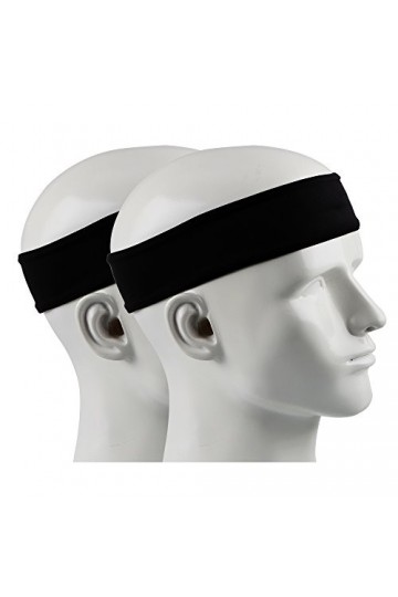 IPOW 2 Pcs Bandeau Sport Anti Transpiration, Serre-Tête pour Running, Tennis, Basketball, Volleyball, Yoga, Headband Sportif 