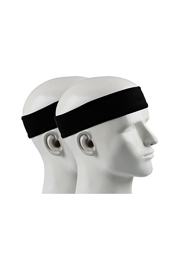 IPOW 2 Pcs Bandeau Sport Anti Transpiration, Serre-Tête pour Running, Tennis, Basketball, Volleyball, Yoga, Headband Sportif 