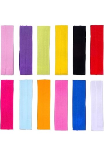 DERAYEE 12pcs Bandeau de Sport,Bandeau Transpiration Coloré Bandeau Cheveux pour Jogging,Yoga,Vélo,Fitness