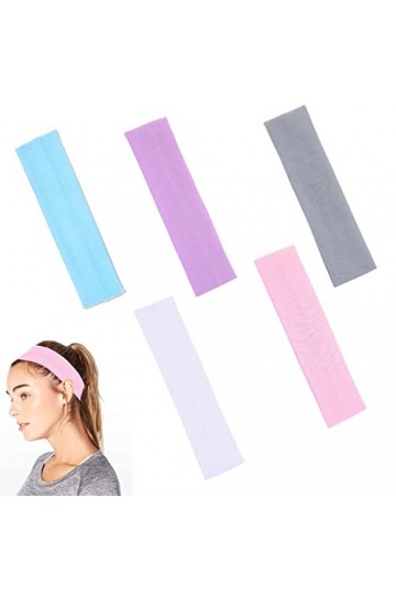 5 Pièces Bandeaux de Coton de Yoga Bandeau de Sport Elastique Bandeau Cheveux Femmes et Filles Bandeaux de Sport Bandeaux de 
