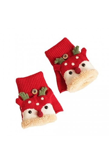 Winter Plus Gants tricotés mignons chauds et décontractés multifonctions en velours pour enfants Gants de Noël à motif sans d
