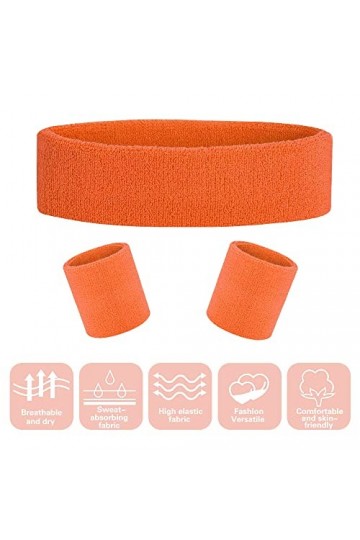 UQTUKO Bandeau de Sport, 15 pièces Ensemble Bandeau et Serre-Poignets Bandeaux Sport Fluo Anti-Transpiration Bandeau Année 80