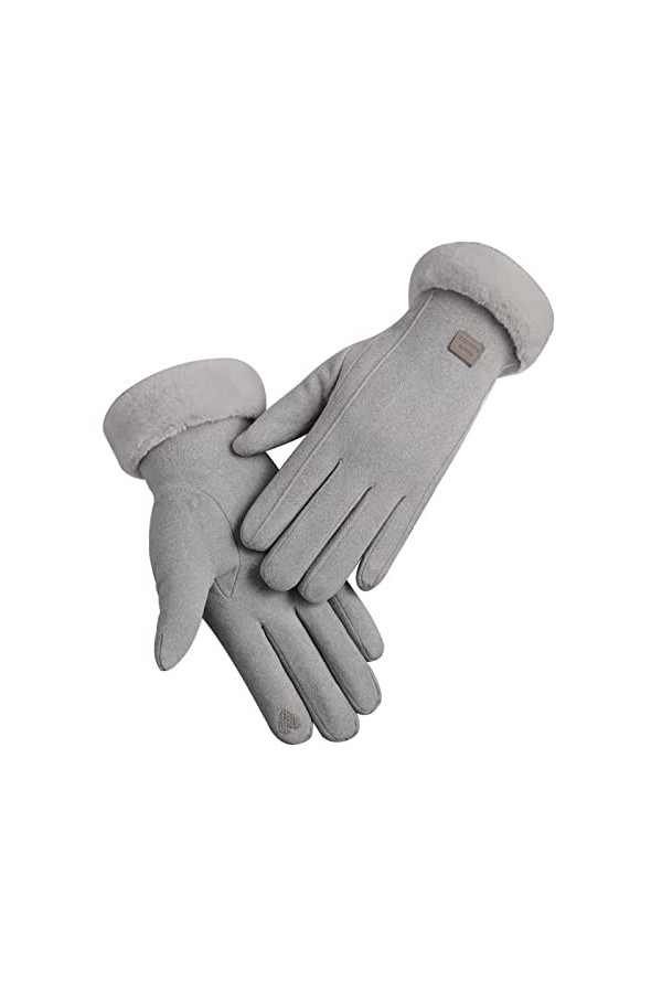 Gants de pêche chauds pour femme - Automne et hiver - Couleur unie, gris, taille unique