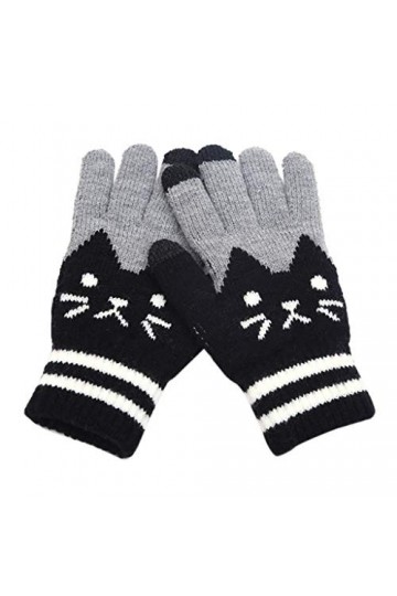 Gants dhiver chauds en polaire pour femme et homme Motif chat