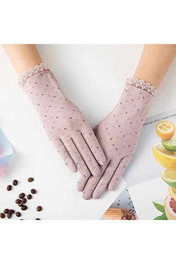 Yoaodpei Gants de crème solaire à la conduite dété, gants de coton dété féminins, écran tactile mince, respirant, gant cour