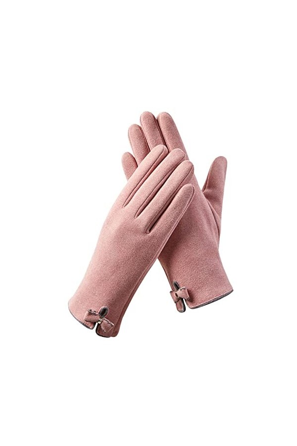 Gants chauds pour femmes en plein air, équitation, conduite, avec nœud mignon, gants antidérapants en polaire pour écran tact