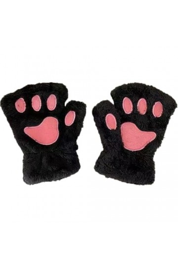 TRADERPLUS Filles Femme Mitaines dHiver Griffe de Chat Gants Peluche Moufle Demi Moufle en motif de Cartoon dours Gants The