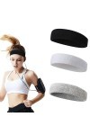 USTNIR 3 Pièces Bandeau de Sport pour Hommes et Femmes,Elastique Antidérapant Bandeau Cheveux Sueur Absorbant pour Sports