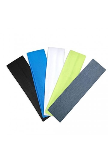 Lot de 5 bandeaux élastiques de couleurs mélangées pour homme ou femme, sport, yoga, nettoyage du visage, fitness, cyclisme