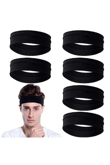 Bandeaux de Sport, 6 Pcs Bandeau Cheveux Femme, Bandeaux de Sport Élastiques Antidérapants Headbands Élastique Bandeaux de Yo
