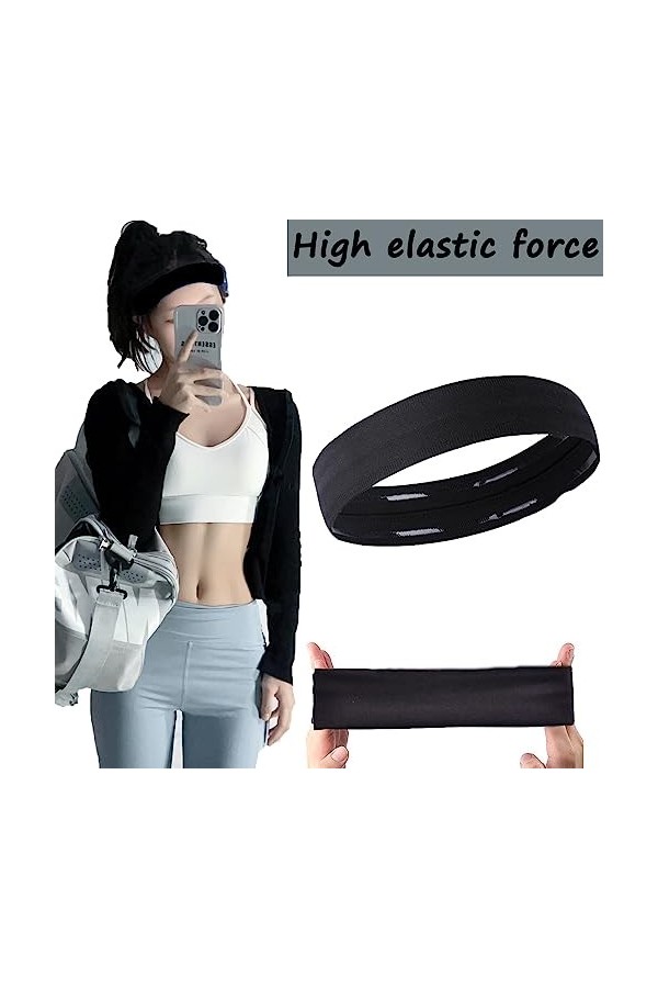 Bandeaux de Sport, 6 Pcs Bandeau Cheveux Femme, Bandeaux de Sport Élastiques Antidérapants Headbands Élastique Bandeaux de Yo
