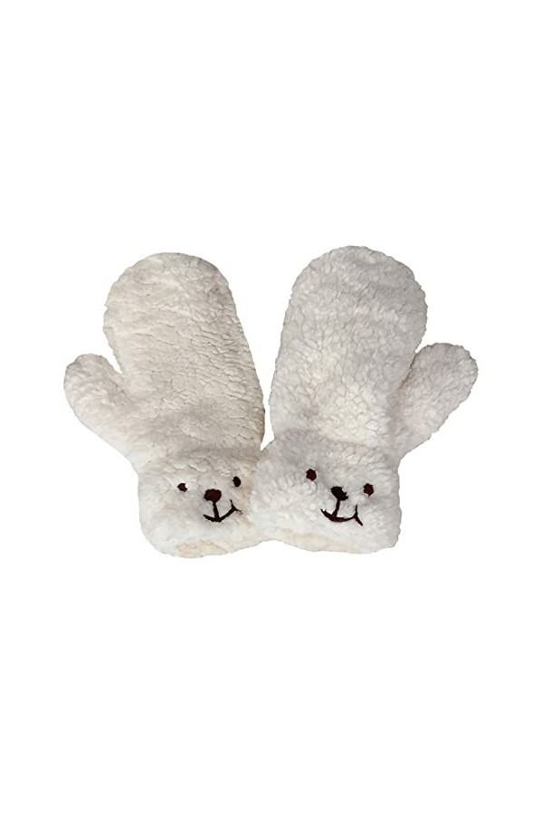 Gants tricotés pour temps froid, ours 3D, gants dhiver double couche, moufles pour femme, mitaines tressées épaisses en pelu