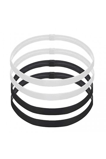 GGISUI 4Pcs Bandeaux de Sport, Bandeaux de Cheveux Élastique Antidérapant Femmes Hommes Élastique Bandeaux de Fitness pour Jo
