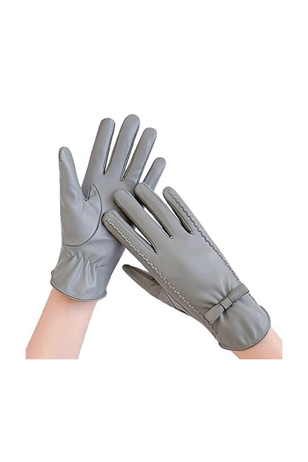 Gants de conduite en cuir pour femme KhG376 GY1, taille unique , GY1., Taille Unique
