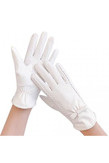 KhG376 Gants de conduite en cuir avec broderie papillon et doublure en polaire pour femme WH1, taille unique , Wh1., Taille 