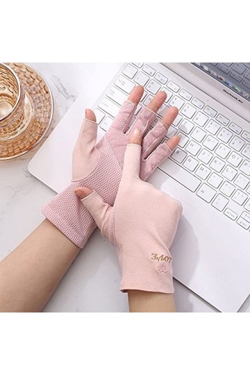 Yoaodpei Été Demi-Doigts Sunscreen Gants de crème Solaire Femme Printemps Et Automne Automne Respirant Conduite Visière Sun V