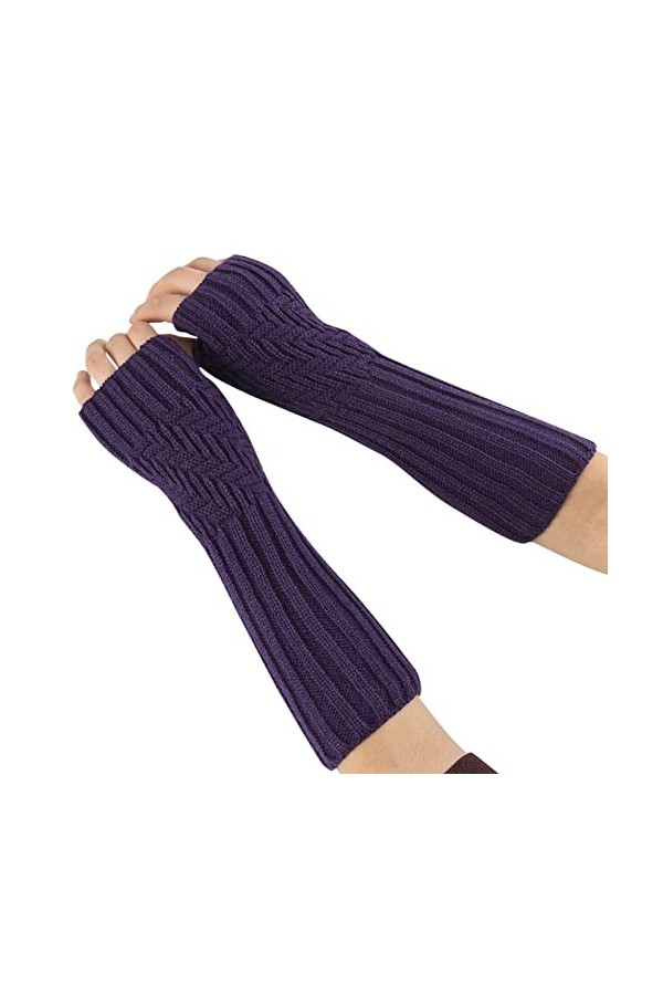 KEERADS Mitaines dhiver douces pour femme - Gants tricotés chauds pour temps froid, Noir , Taille Unique