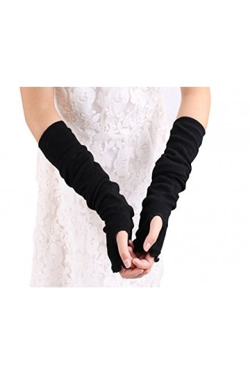 UPSTORE Manches longues pour femme et fille - Style feuille de lotus - Élastique - Manches longues - Noir, Noir , taille uniq