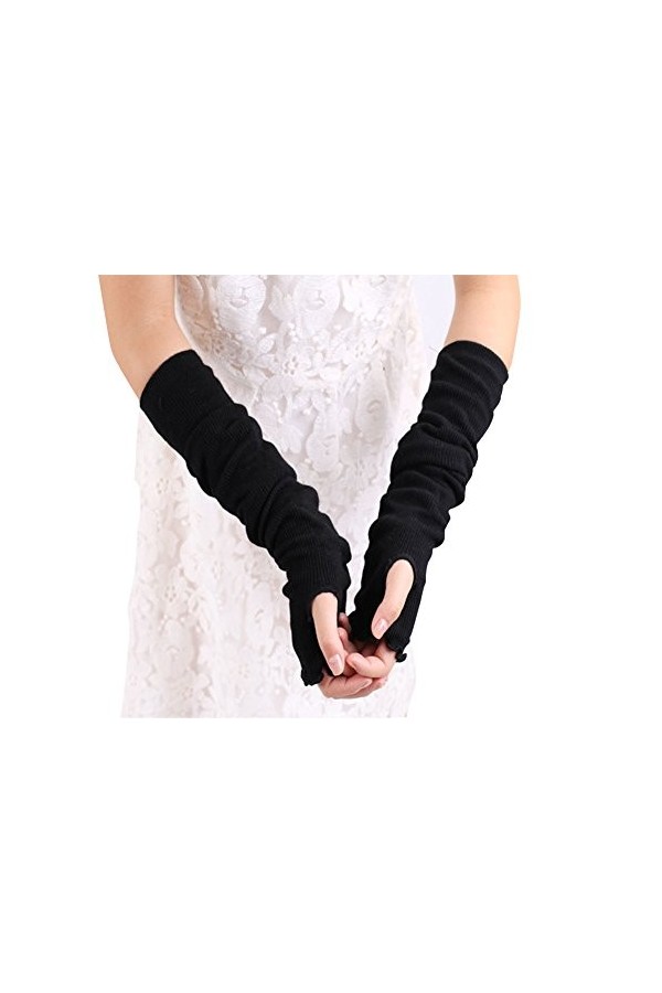 UPSTORE Manches longues pour femme et fille - Style feuille de lotus - Élastique - Manches longues - Noir, Noir , taille uniq