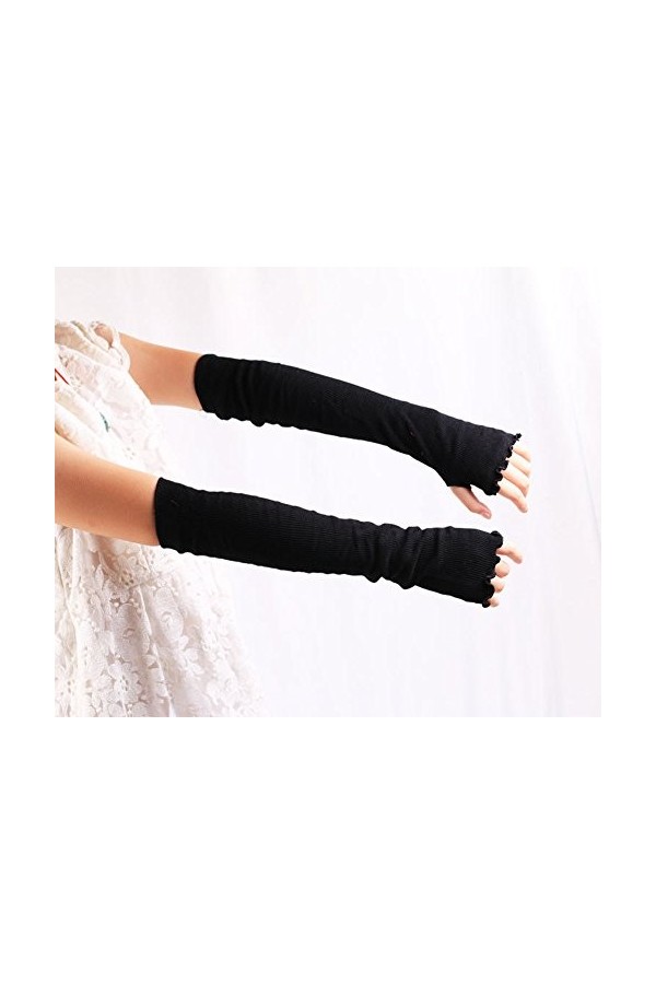 UPSTORE Manches longues pour femme et fille - Style feuille de lotus - Élastique - Manches longues - Noir, Noir , taille uniq