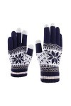 Gants flocon de neige épais avec sérigraphie et chaud hiver téléphone tendance femme et tricot créatif adulte homme gants mou