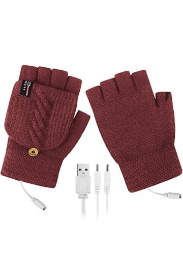 PANGF Gants chauffants USB unisexes - Pour hommes et femmes - Moufles dhiver - Gants chauds pour ordinateur portable - Gants
