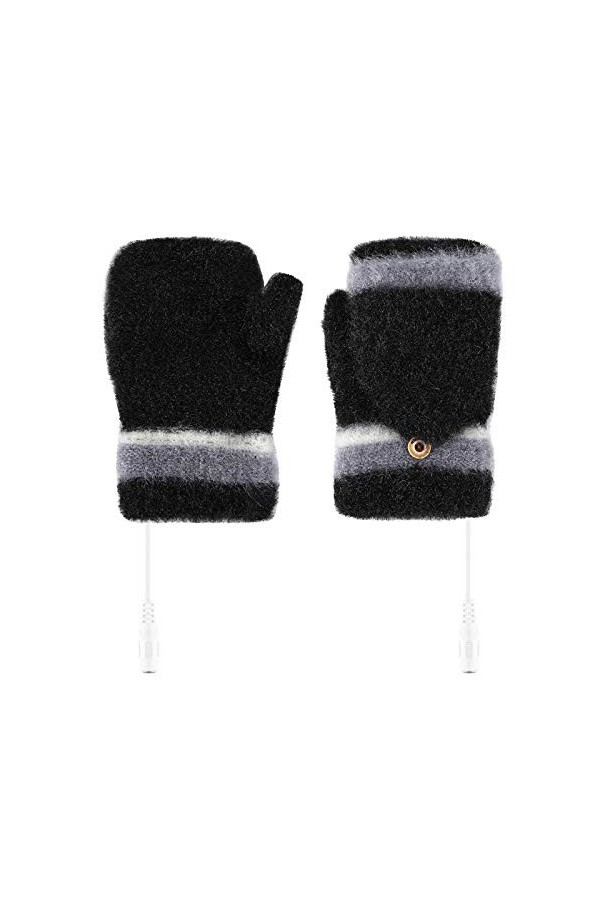 PANGF Gants chauffants USB unisexes - Pour hommes et femmes - Moufles dhiver - Gants chauds pour ordinateur portable - Gants
