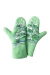 bobeini Femmes Gants Faux Cachemire Maisons De Paysage De Noël Arbre Imprimé Moufles Chaudes Kaki