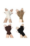 BYNYXI 4 Paires de Gants Tricotés sans Doigts, Manchettes Femme Hiver Automne Gants Demi-doigts Chauffe-poignets Moufles Chau