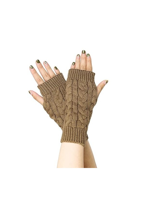 BYNYXI 4 Paires de Gants Tricotés sans Doigts, Manchettes Femme Hiver Automne Gants Demi-doigts Chauffe-poignets Moufles Chau