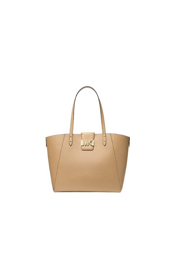 Michael Kors Karlie Grand sac fourre-tout en cuir grainé, camel, Large